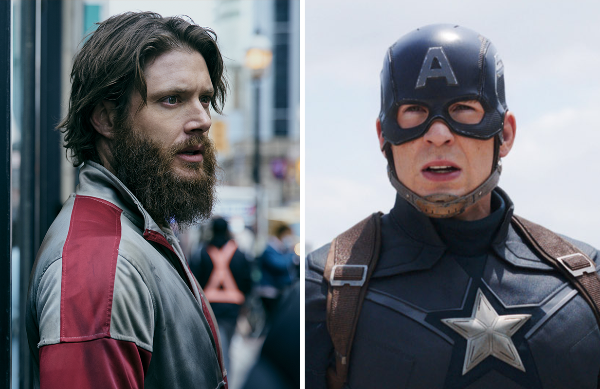 Jensen Ackles as Soldier Boy; Chris Evans as Captain America (Photos: Prime Video/Everett Collection)