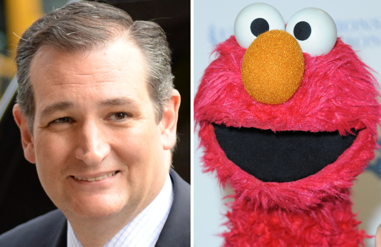 Ted Cruz and Elmo (Photos: Everett Collection)