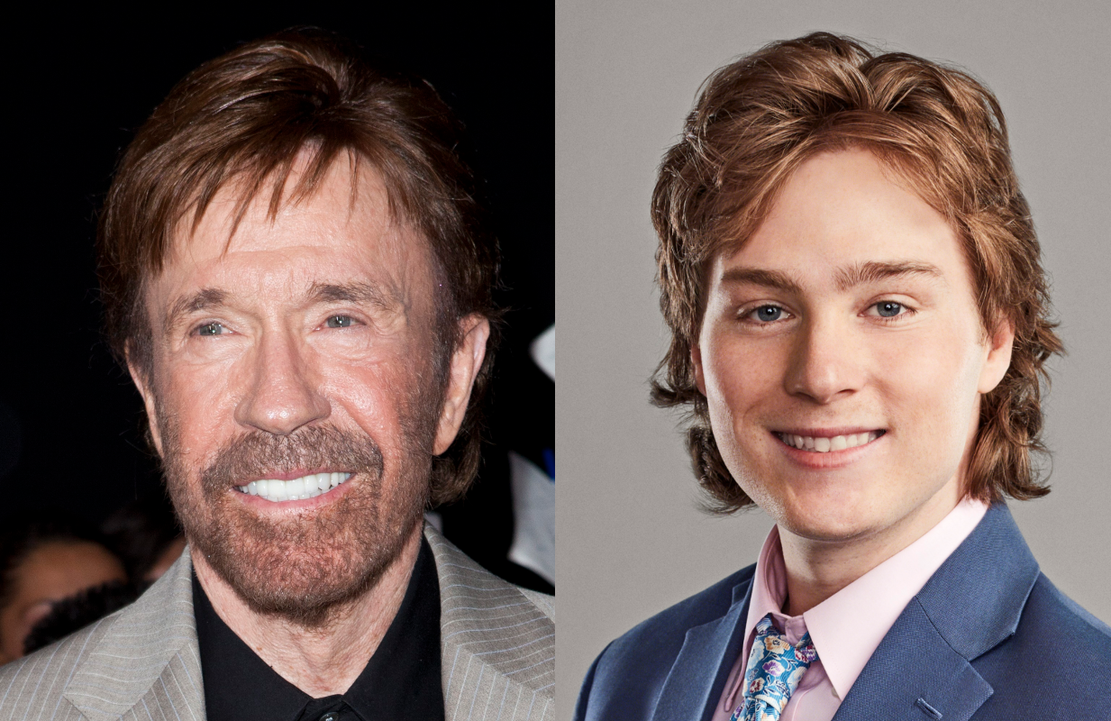 Chuck Norris; Maxwell Norris on Claim to Fame (Photos: Emiley Schweich/Everett Collection and ABC/Maarten de Boer)