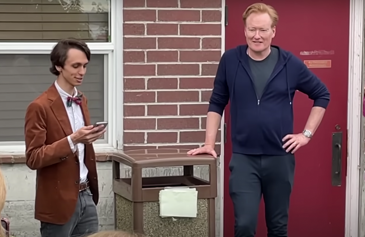 Conan O'Brien at his trash can dedication ceremony in Whidbey Island. (Photo: Team Coco)