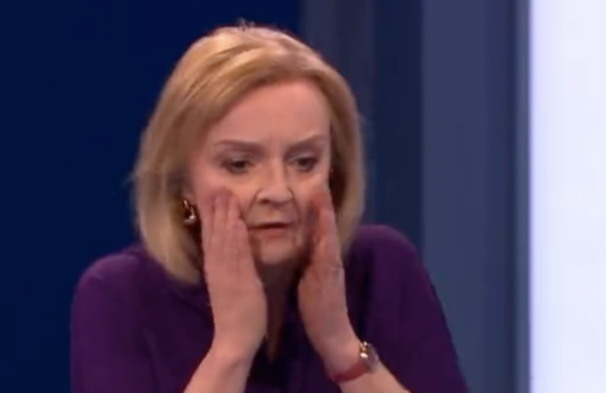 Liz Truss reacting to Kate McCann's fall (Photo: Talk TV/Twitter)
