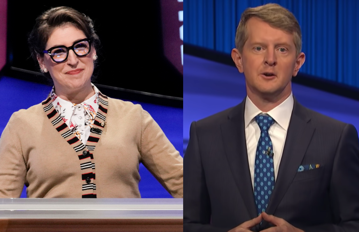 Mayim Bialik and Ken Jennings on Jeopardy! (Photos: ABC/Casey Durkin and Jeopardy!/YouTube)
