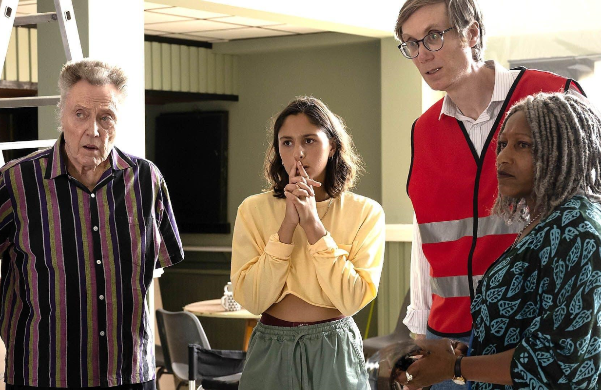 Christopher Walken, Rhianne Barreto, Stephen Merchant and Clare Perkins in The Outlaws Season 2. (Photo: BBC)  