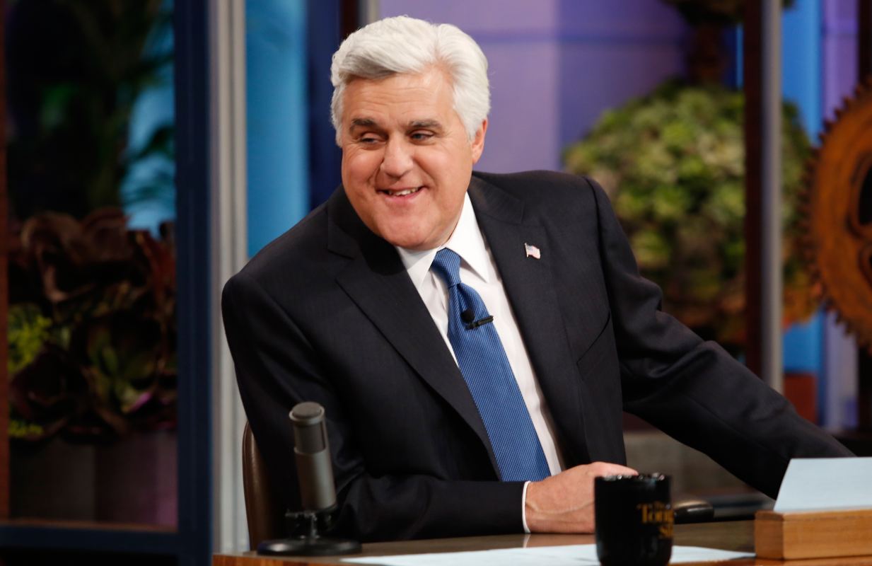 Jay Leno on The Tonight Show with Jay Leno. (Photo: Stacie McChesney/NBC/Everett Collection)