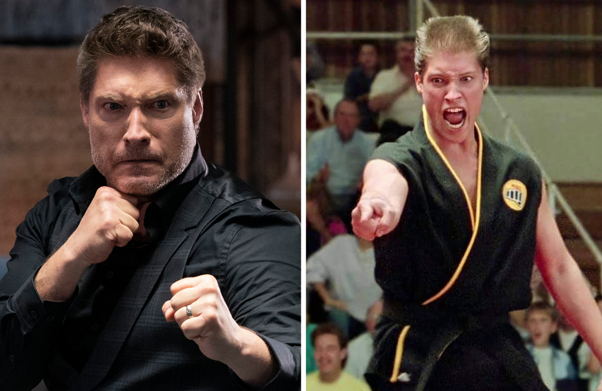 Sean Kanan as Mike Barnes in Cobra Kai and The Karate Kid Part III (Photos: Netflix/Columbia Pictures)