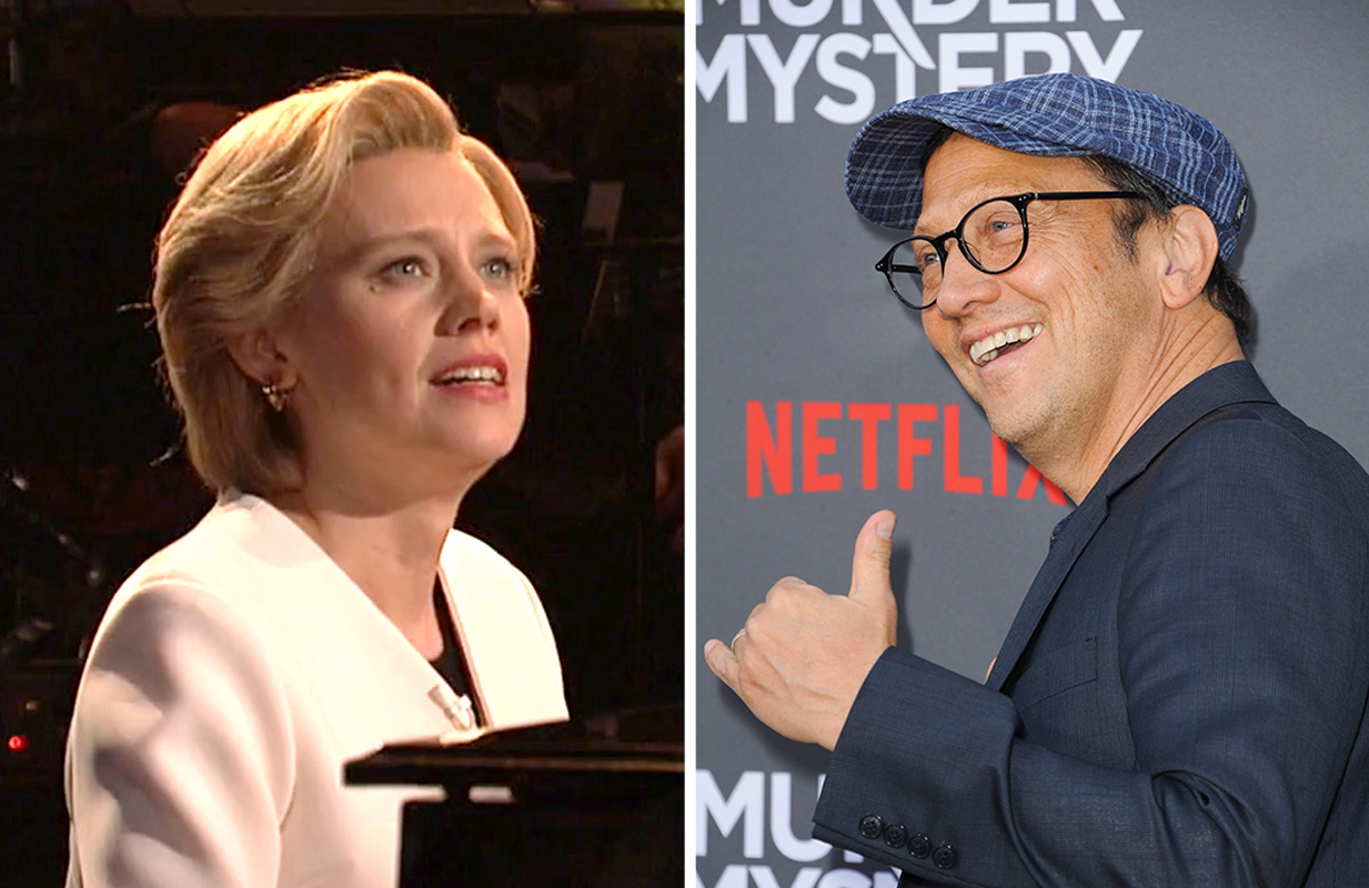 Kate McKinnon as Hillary Clinton on Saturday Night Live, Rob Schneider. (Photos: NBC, Elizabeth Goodenough/Everett Collection) 