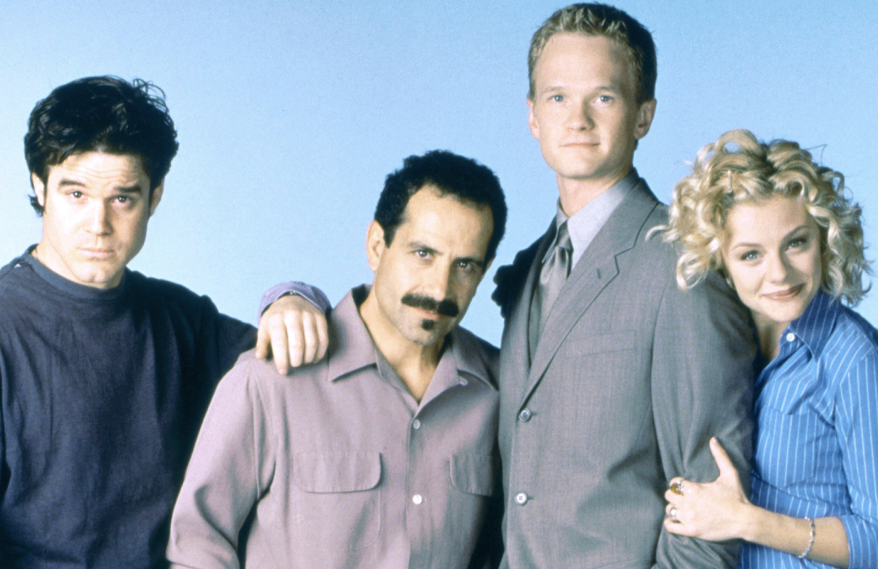 Eddie McClintock, Tony Shalhoub, Neil Patrick Harris, and Heather Paige Kent in Stark Raving Mad. (Photo: 20th Century Fox Film Corp/Everett Collection)