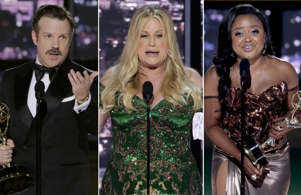 Photos: Jason Sudeikis, Jennifer Coolidge, Quinta Brunson. (Photos Chris Haston/NBC)