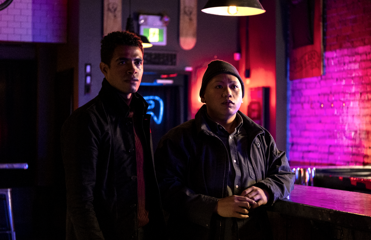 Mandela Van Peebles and Jacob Batalon (Photo: James Dittiger/Syfy)