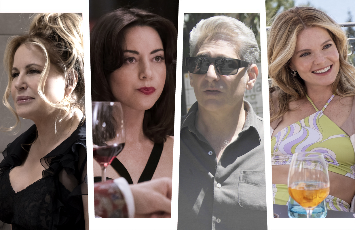 Jennifer Coolidge, Aubrey Plaza, Michael Imperioli, and Meghann Fahy in The White Lotus Season 2. (Photos: HBO)