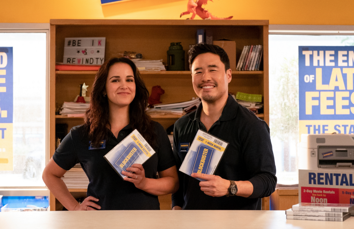 Melissa Fumero and Randall Park in Blockbuster (Photo: Ricardo Hubbs/Netflix)