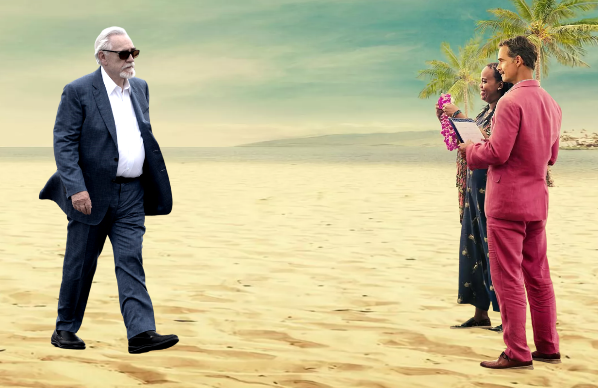 Logan Roy, welcome to The White Lotus Resort &amp; Spa. (Photos: HBO/Illustration: Primetimer)