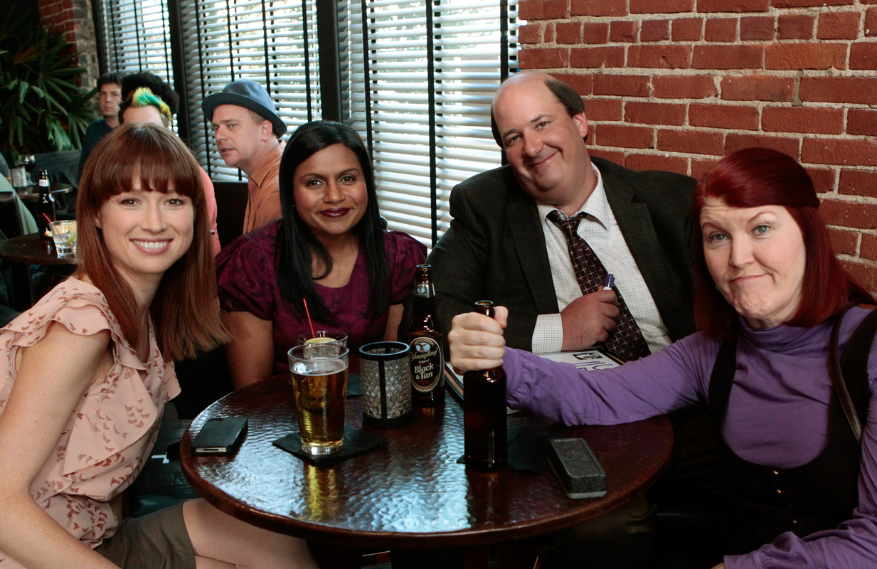 Ellie Kemper, Mindy Kaling, Brian Baumgartner, and Kate Flannery in The Office. (Photo: NBC/ Courtesy Everett Collection)