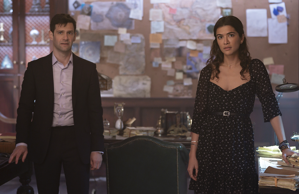 Justin Bartha and Lisette Olivera in National Treasure: Edge of History. (Photo: Disney+)