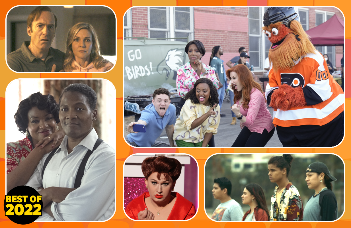 Better Call Saul, A League of Their Own, Abbott Elementary, RuPaul's Drag Race All Stars, Reservation Dogs (Photos: AMC/Sony/Amazon Studios/ABC/VH1/FX. Primetimer graphic)
