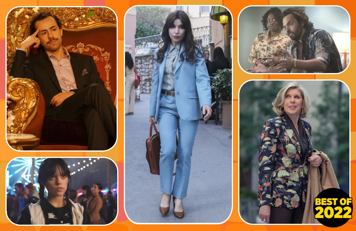 Some head-turning looks from Ramy, Wednesday, The White Lotus, Minx, and The Good Fight (Photos: Hulu/Netflix/HBO/HBO Max/Paramount; Primetimer graphic)