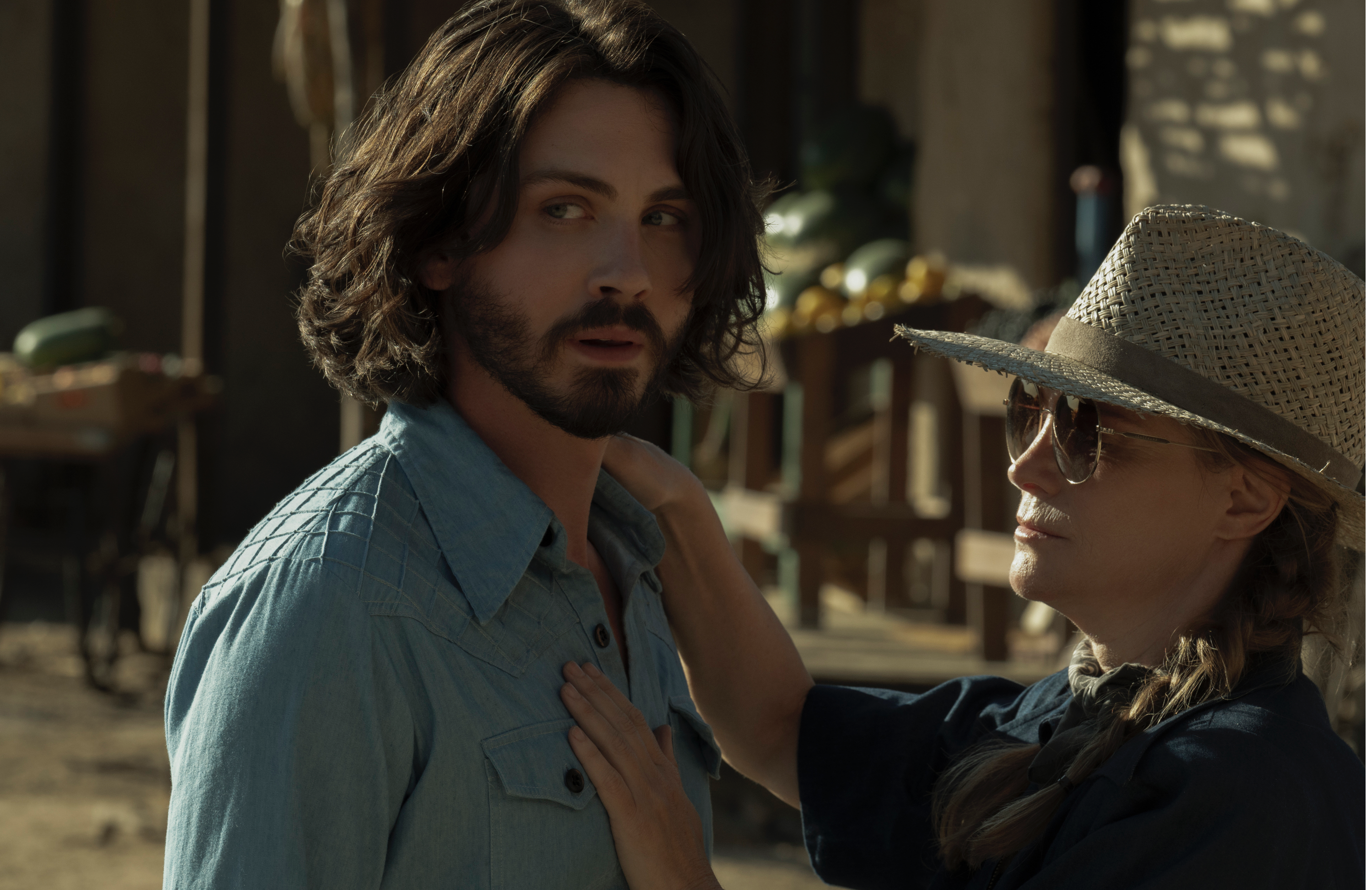 Logan Lerman and Emily Rudd in Hunters (Photo: Jordan LaVeris/Prime Video)