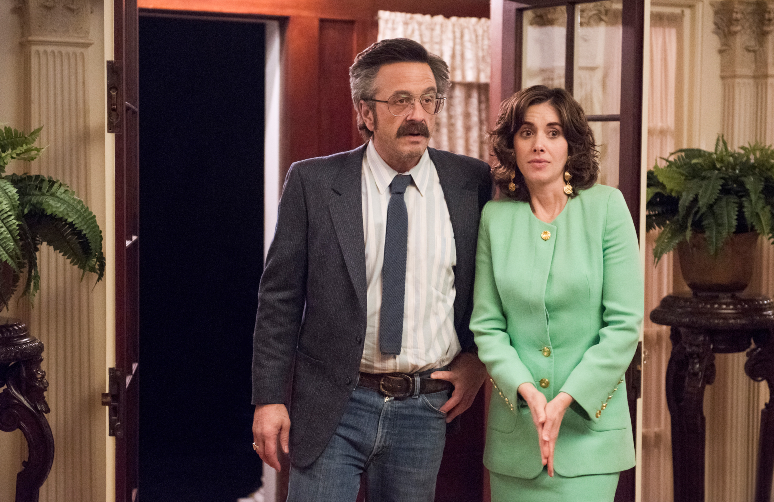 Marc Maron and Alison Brie in the GLOW episode "The Liberal Chokehold," directed by Lynn Shelton