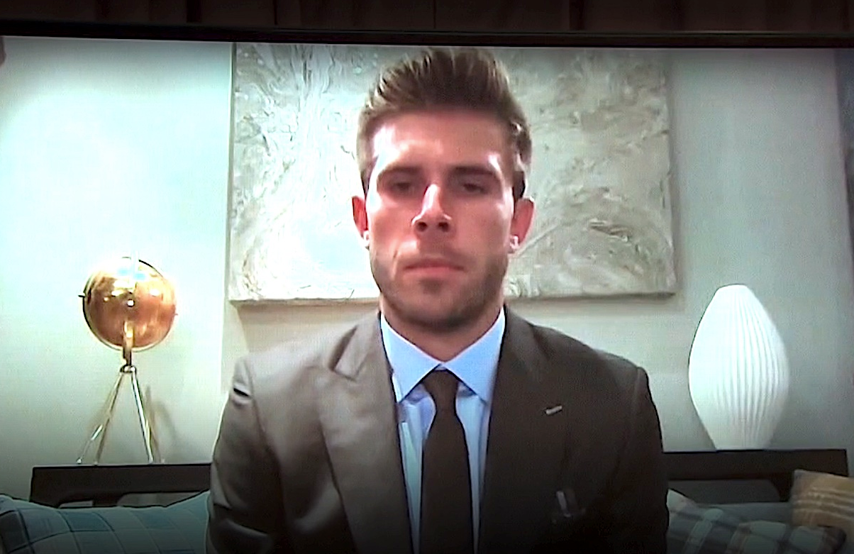 Zach Shallcross appears on The Bachelor via Zoom (Photo: Hulu)