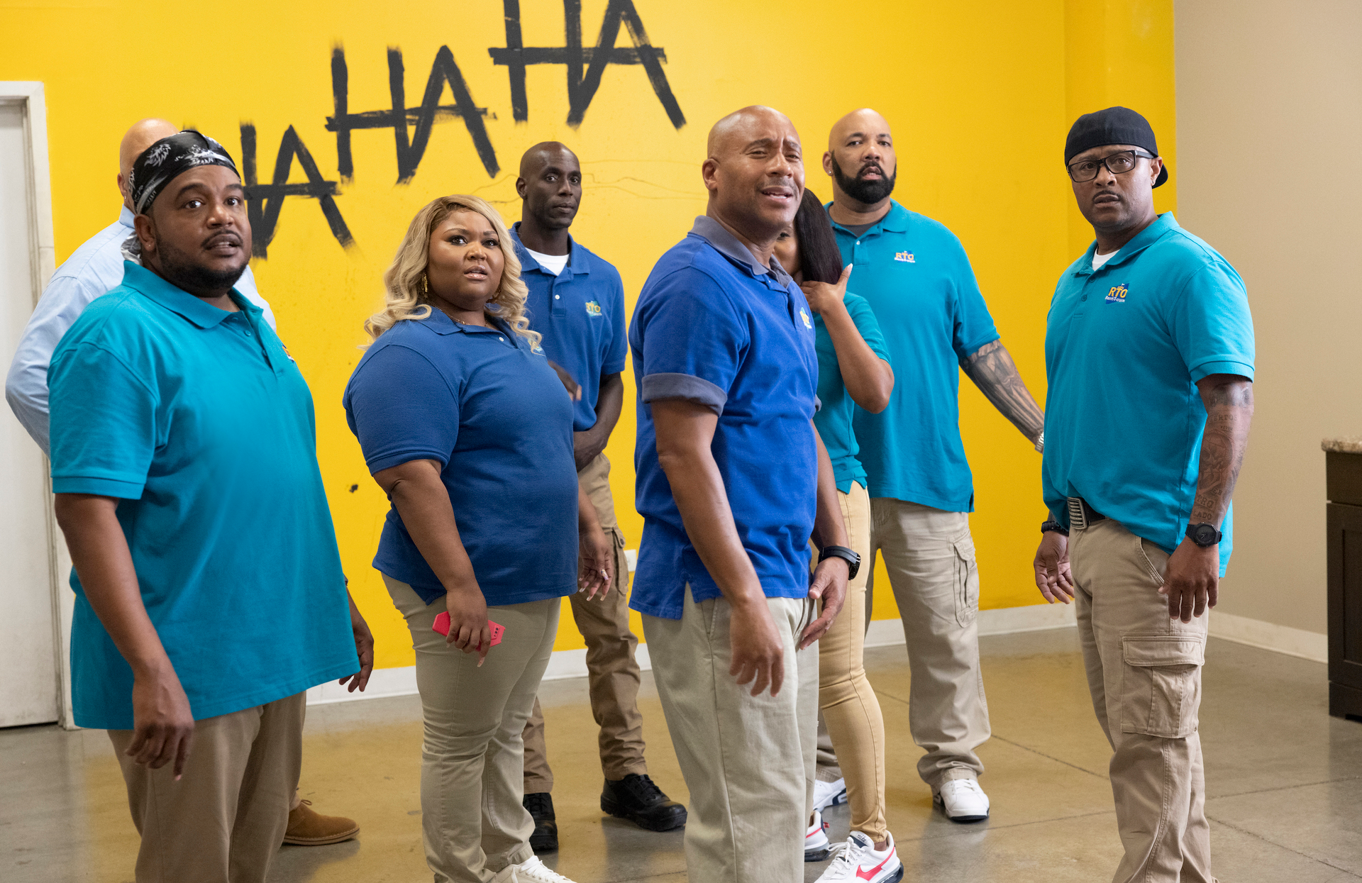 Will A. Miles, Zuri Salahuddin, Aaron J. Hart, Kareme Young, and Sultan Salahuddin in South Side (Photo: Adrian S. Burrows/HBO Max)