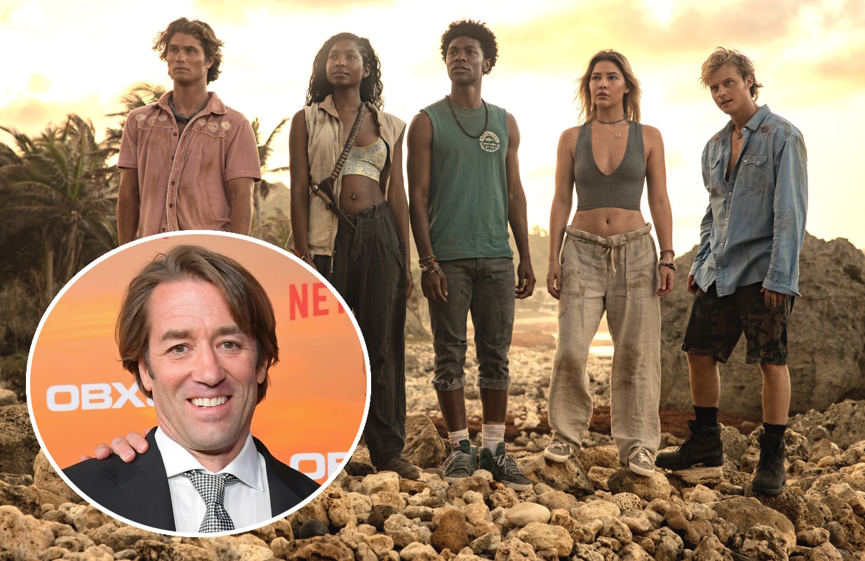 Jonas Pate and the cast of Outer Banks (Photos: Netflix; Primetimer graphic)