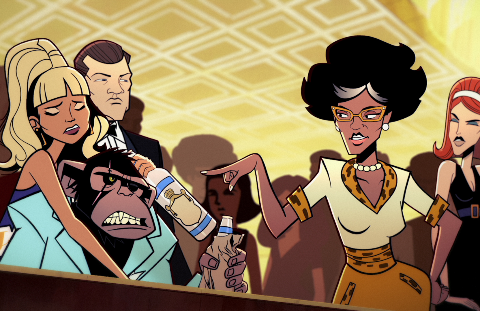 Scatter the Chimp succumbs to his vices. (Photo: Netflix)