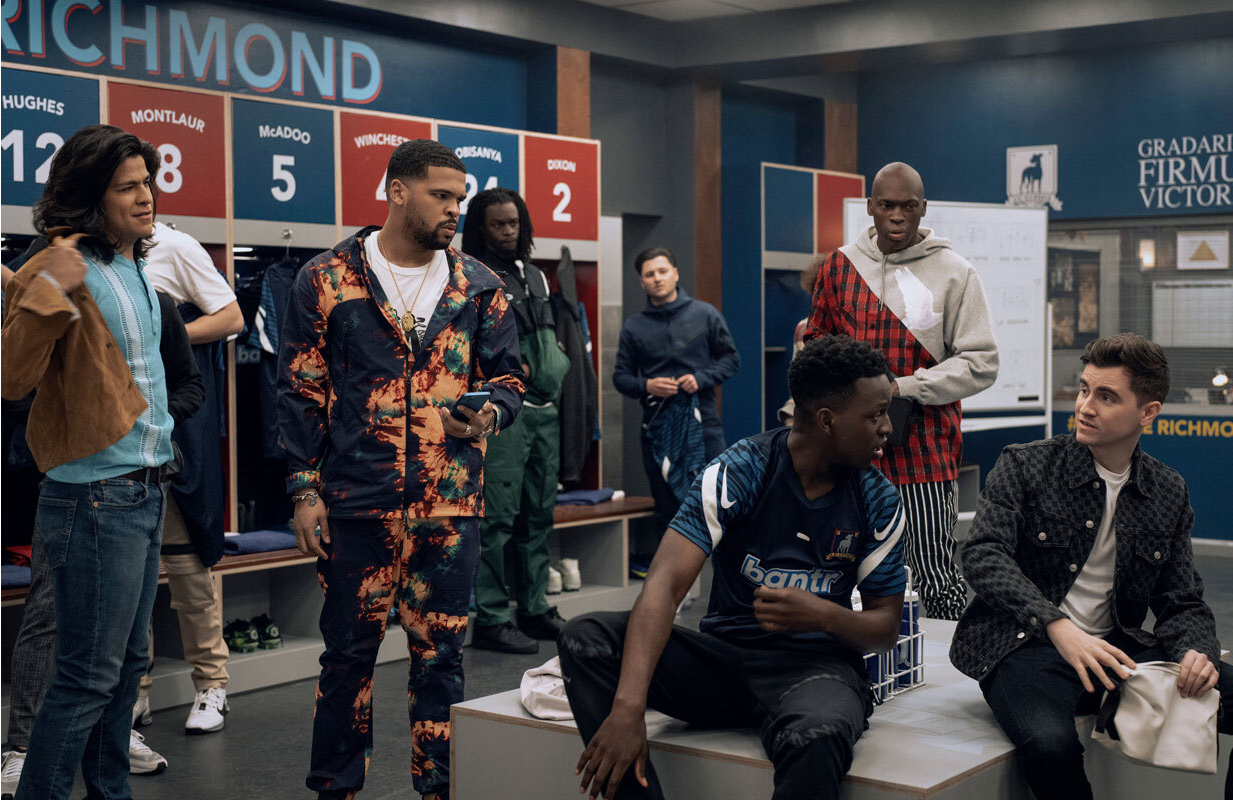 Cristo Fernández, Kola Bokinni, Toheeb Jimoh, and Billy Harris in Ted Lasso (Photo: Apple TV+)
