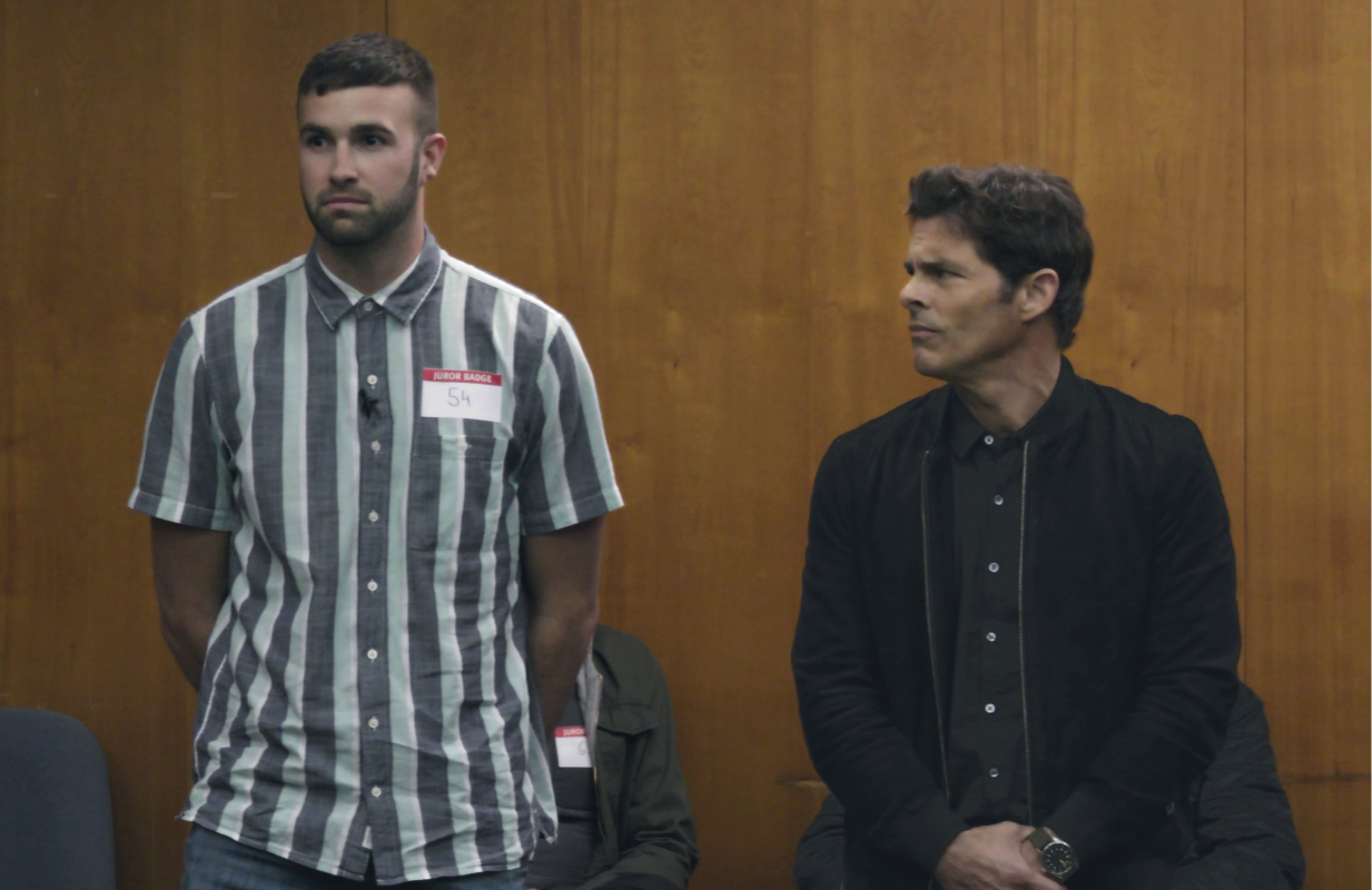 Ronald Gladden and James Marsden in Jury Duty (Photo: Amazon Freevee)