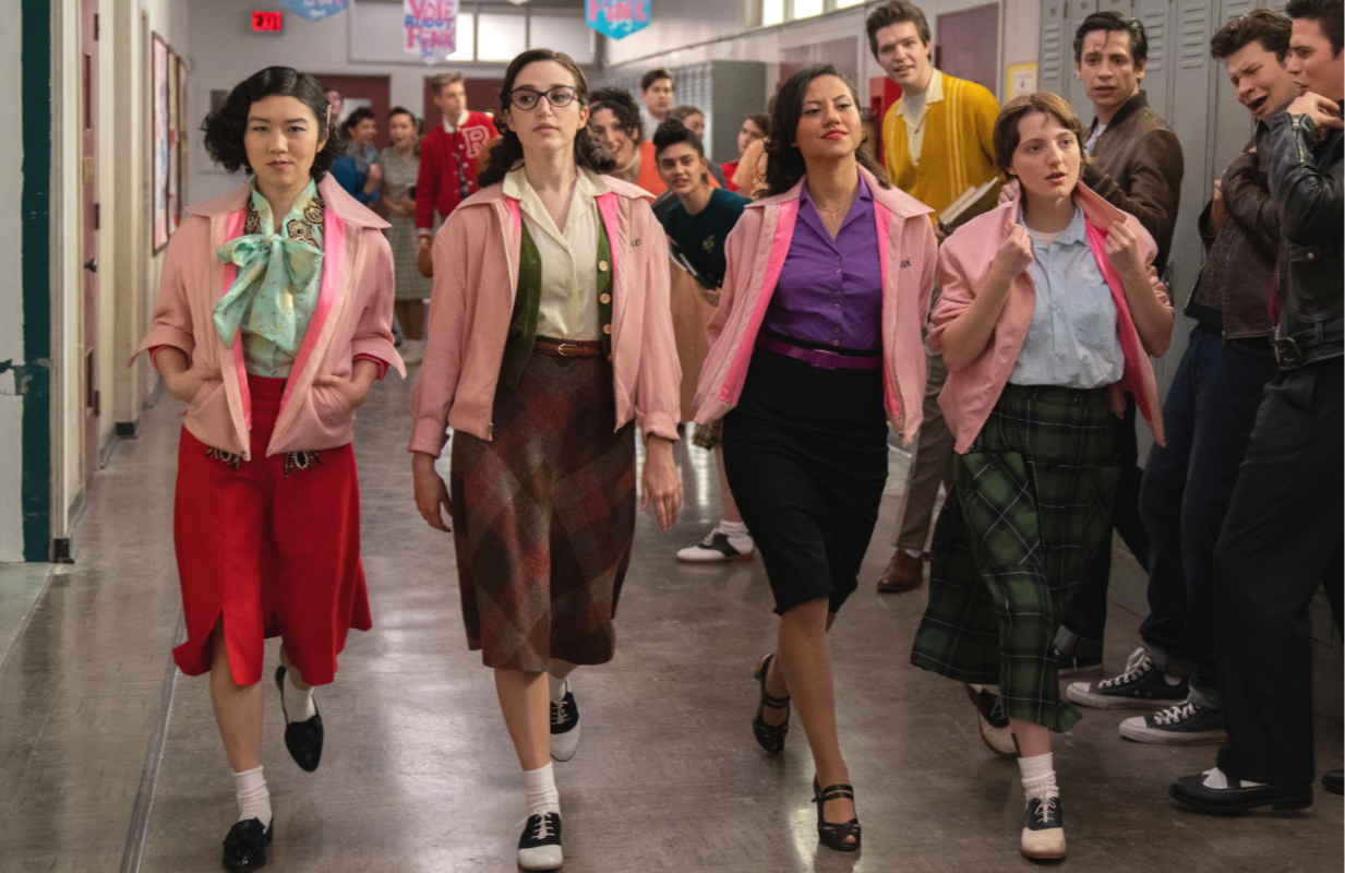 Tricia Fukuhara, Marisa Davila, Cheyenne Wells, and Ari Notartomaso in Grease: Rise of the Pink Ladies (Photo: Eduardo Araquel/Paramount+)