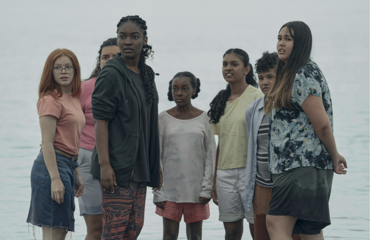 Eve (Halle Bush, foreground) and some of her followers on The Power (Photo: Katie Yu/Prime Video)