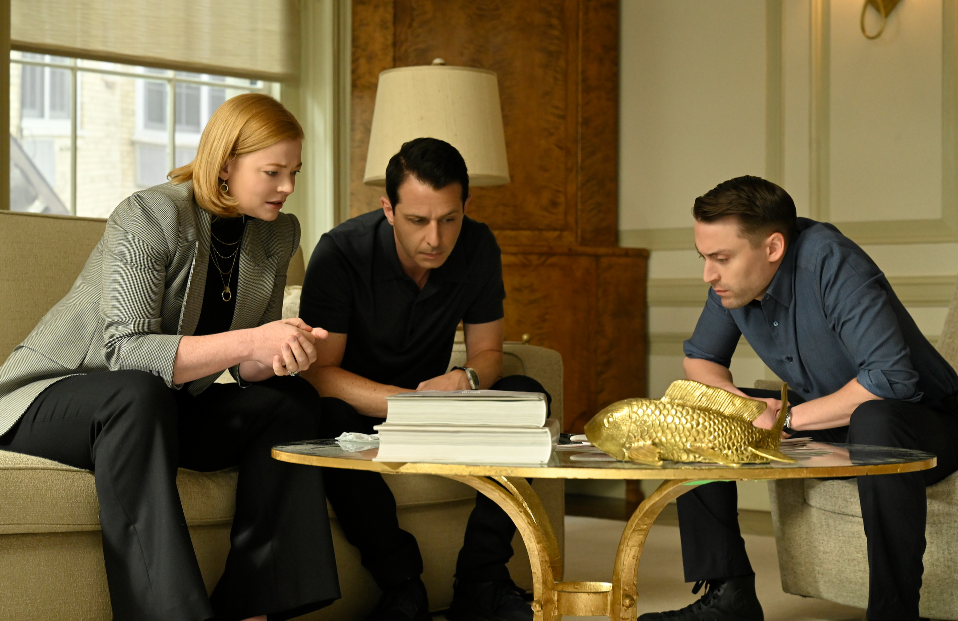 Sarah Snook, Jeremy Strong, and Kieran Culkin in Succession (Photo: HBO)