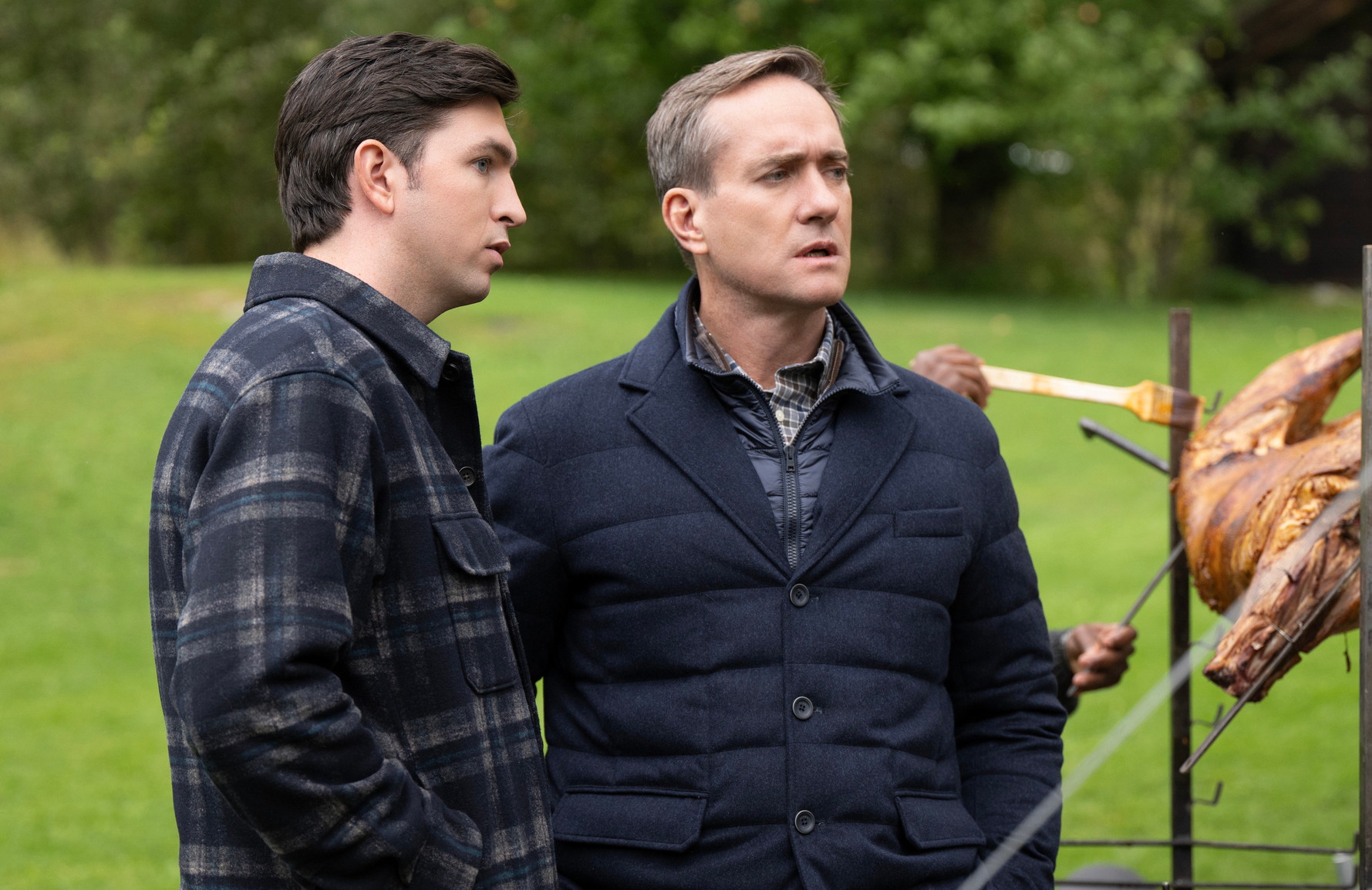 Nicholas Braun and Matthew Macfadyen in Succession (Photo: Graeme Hunter/HBO)
