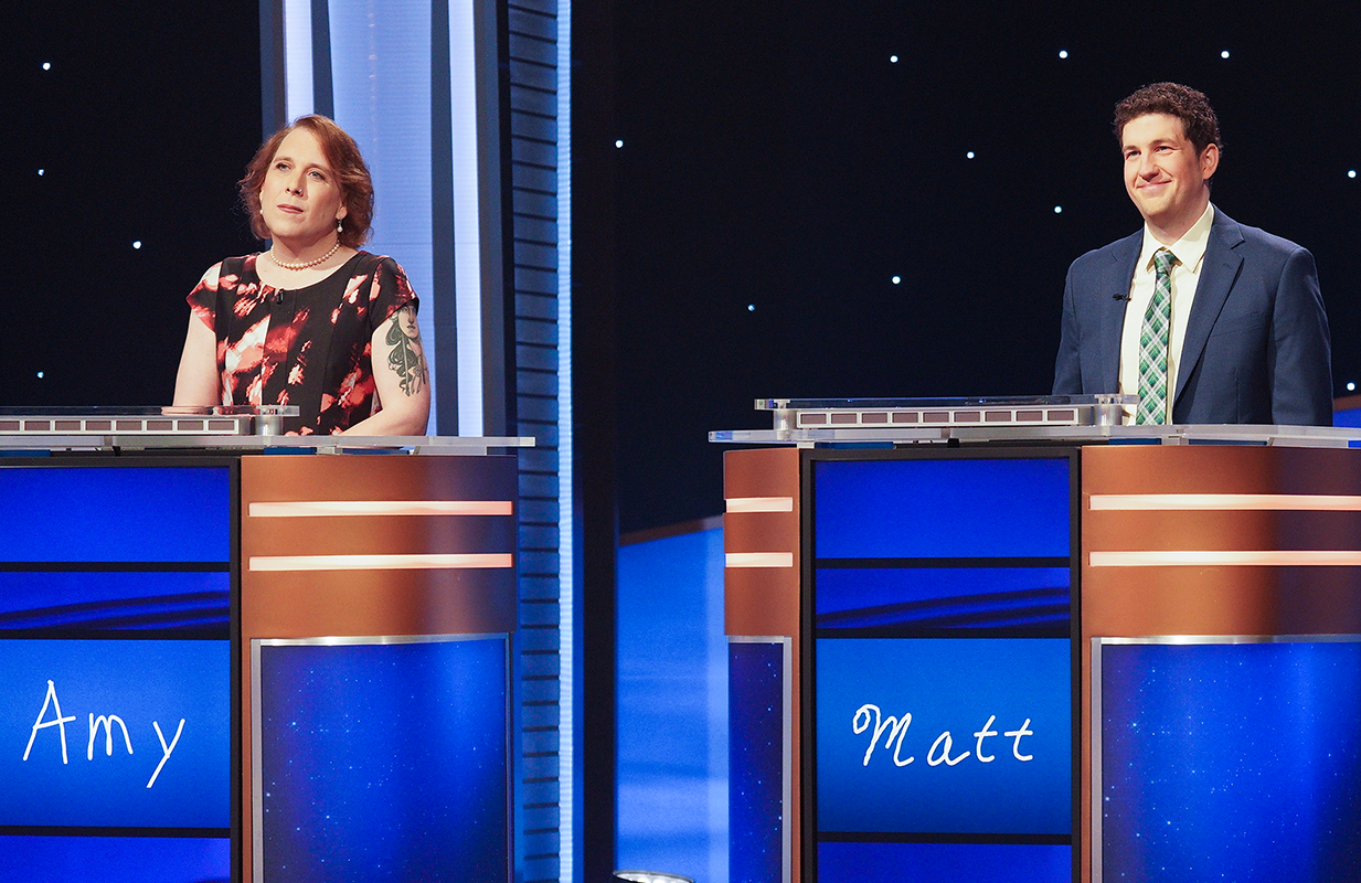 Amy Schneider and Matt Amodio on Jeopardy! Masters (Photo: ABC/Christopher Willard)