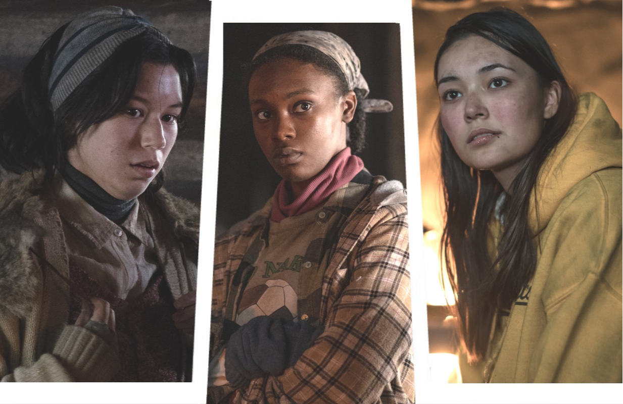 Mya Lowe, Nia Sondaya, and Alexa Barajas in Yellowjackets Season 2 (Photos: Showtime/Primetimer graphic)