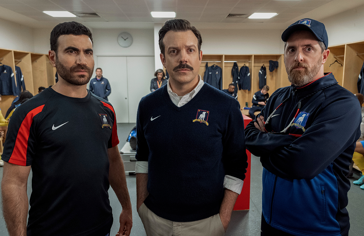 Brett Goldstein, Jason Sudeikis and Brendan Hunt in Ted Lasso Season 3 (Photo: Apple TV+)