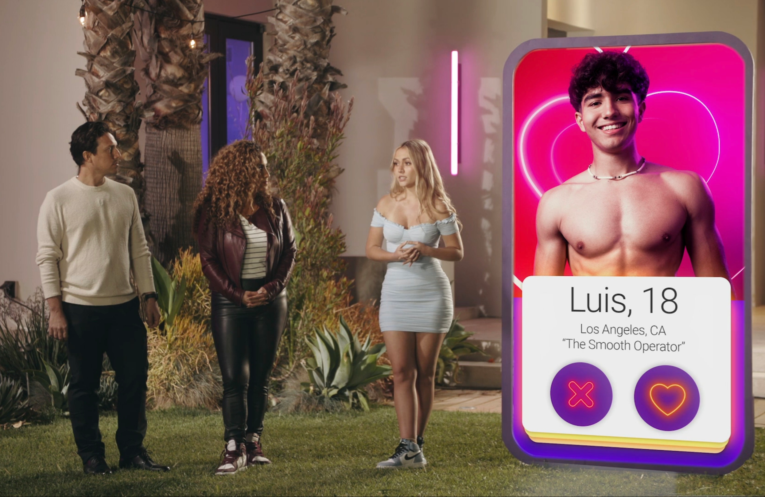 Anthony Recenello, Spicy Mari, and Lexi Paloma in Love Allways (Photo: Paramount+)