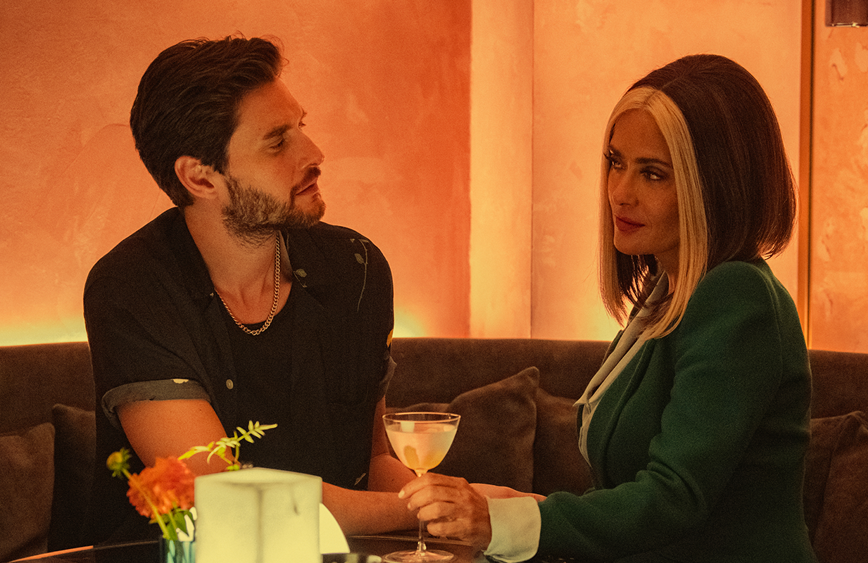 Ben Barnes and Salma Hayek in Black Mirror Season 6 (Photo: Ana Blumekron/Netflix)