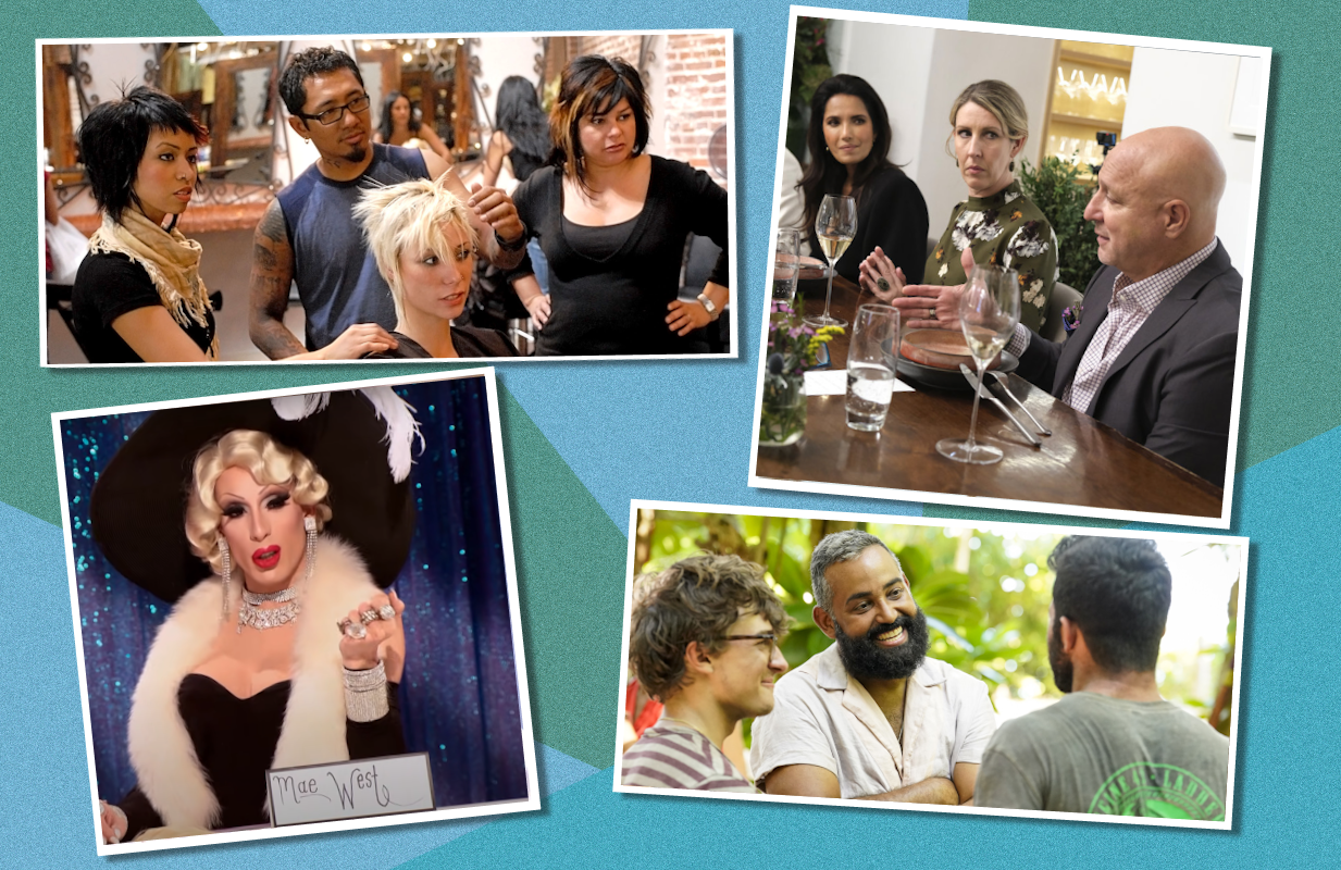 Clockwise: America's Next Top Model, Top Chef, Survivor, and RuPaul's Drag Race  (Photos: Everett Collection/Bravo/World of Wonder/CBS; Primetimer graphic)