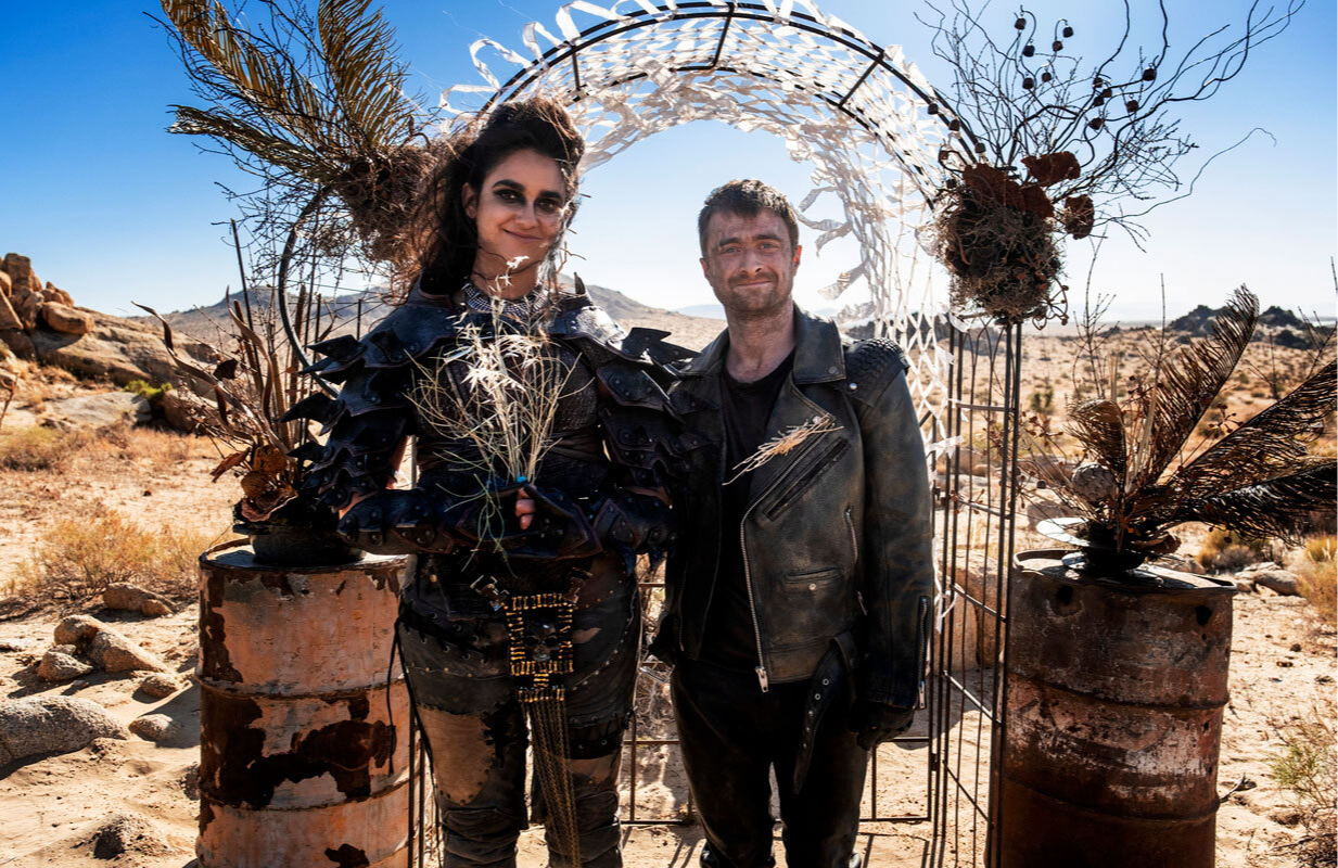 Geraldine Viswanathan and Daniel Radcliffe in Miracle Workers: End Times (Photo: WarnerMedia)