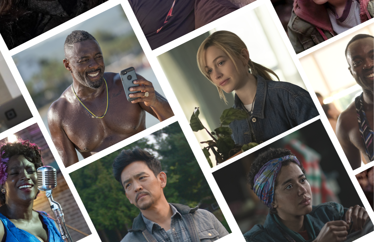 Wunmi Mosaku, Idris Elba, John Cho, Victoria Pedretti, Jasmin Savoy Brown, Paapa Essiedu (Photos: Netflix/Everett/HBO/Showtime; Primetimer graphic)