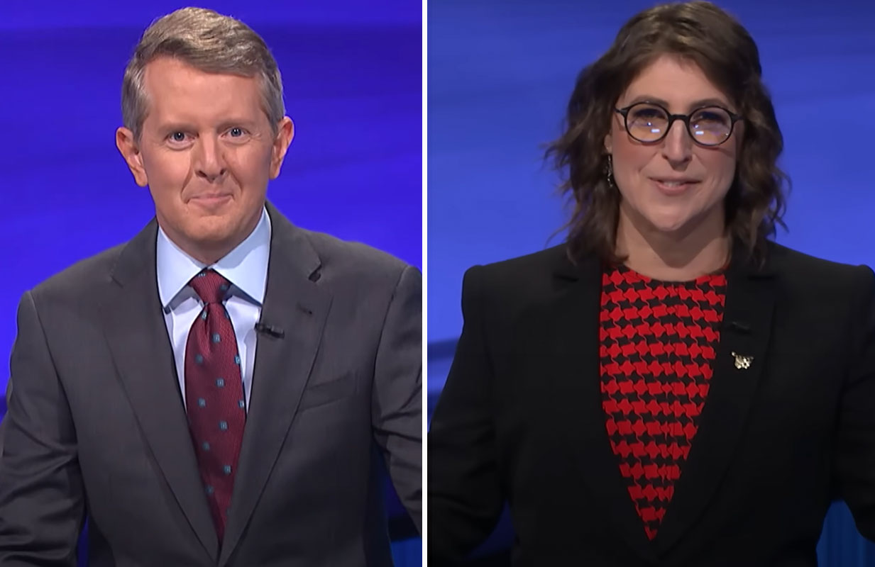 Ken Jennings and Mayim Bialik (photo: Jeopardy productions)