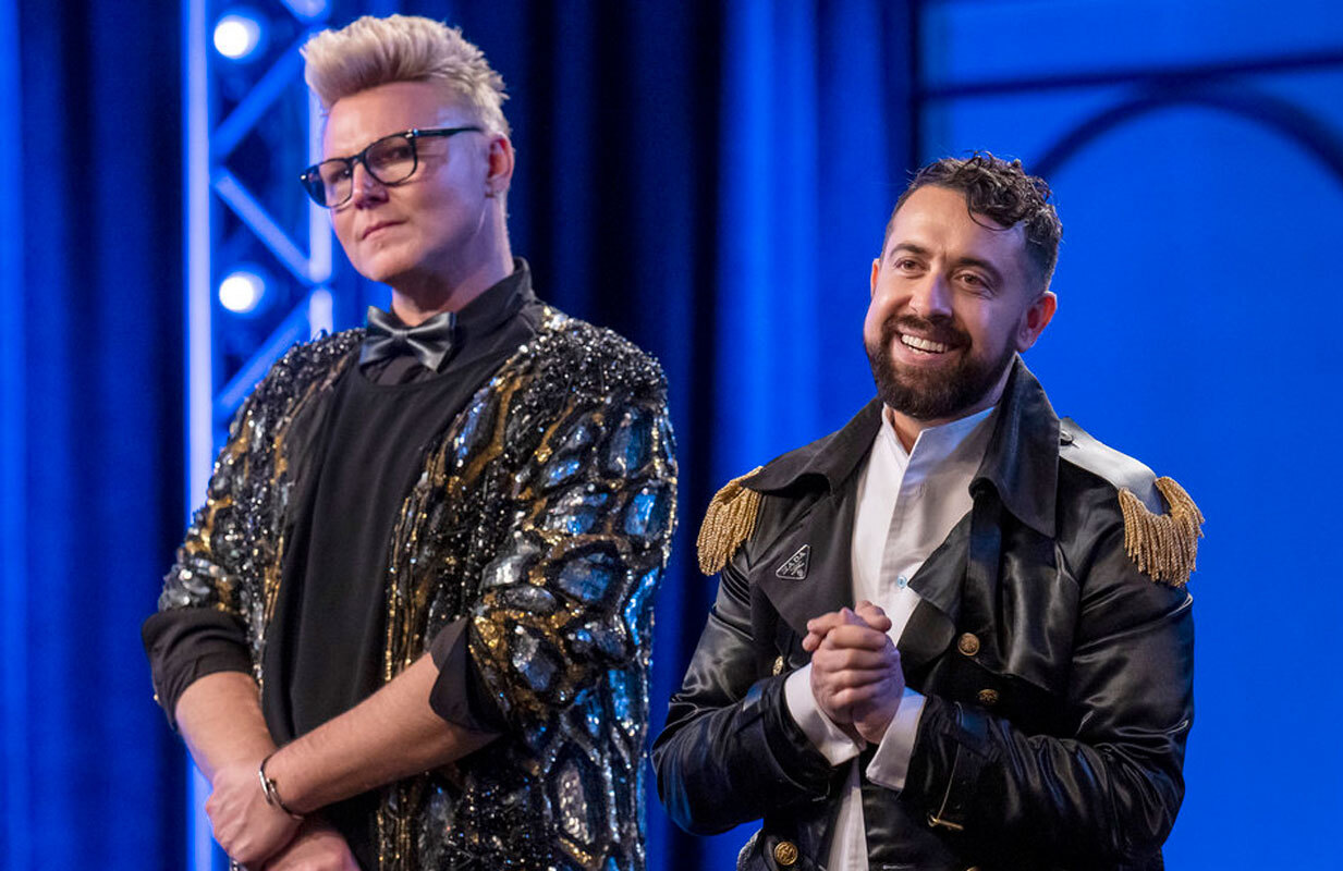 O.G.s Kayne Gillaspie and Viktor Luna in Project Runway (Photo: Zach Dilgard/Bravo)