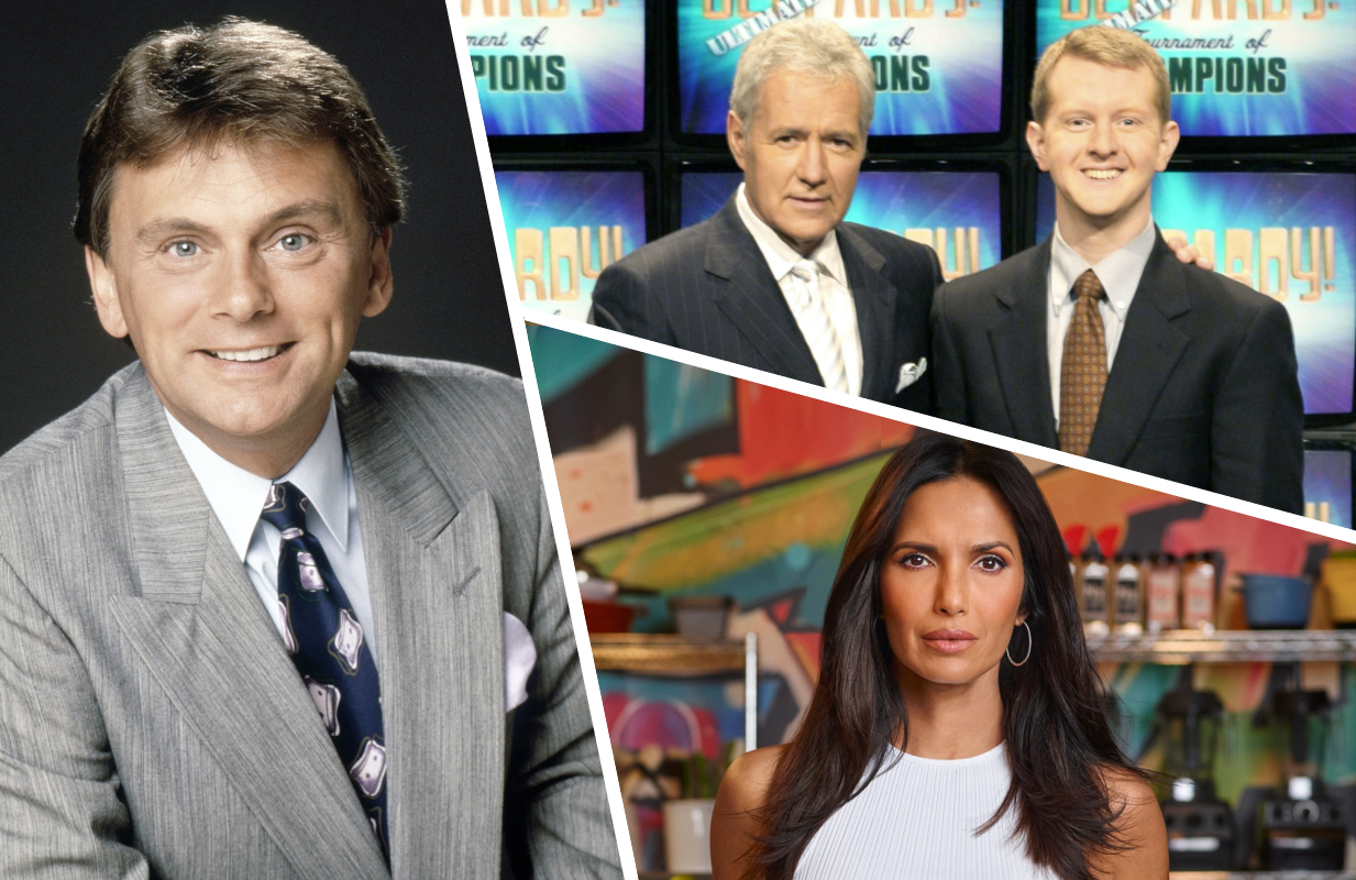 Pat Sajak, Alex Trebek, Ken Jennings, Padma Lakshmi (photos: Everett Collection, Bravo)