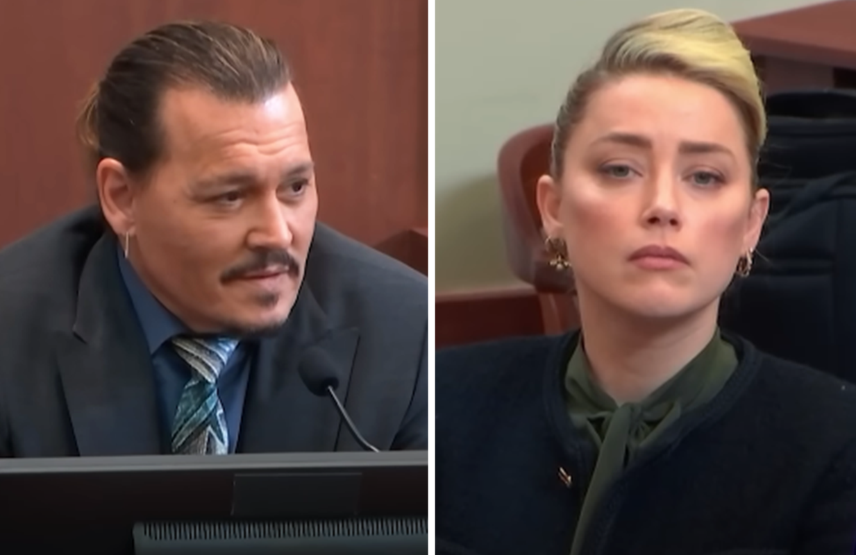 Johnny Depp and Amber Heard during their 2022 defamation trial. (Photos: Netflix)