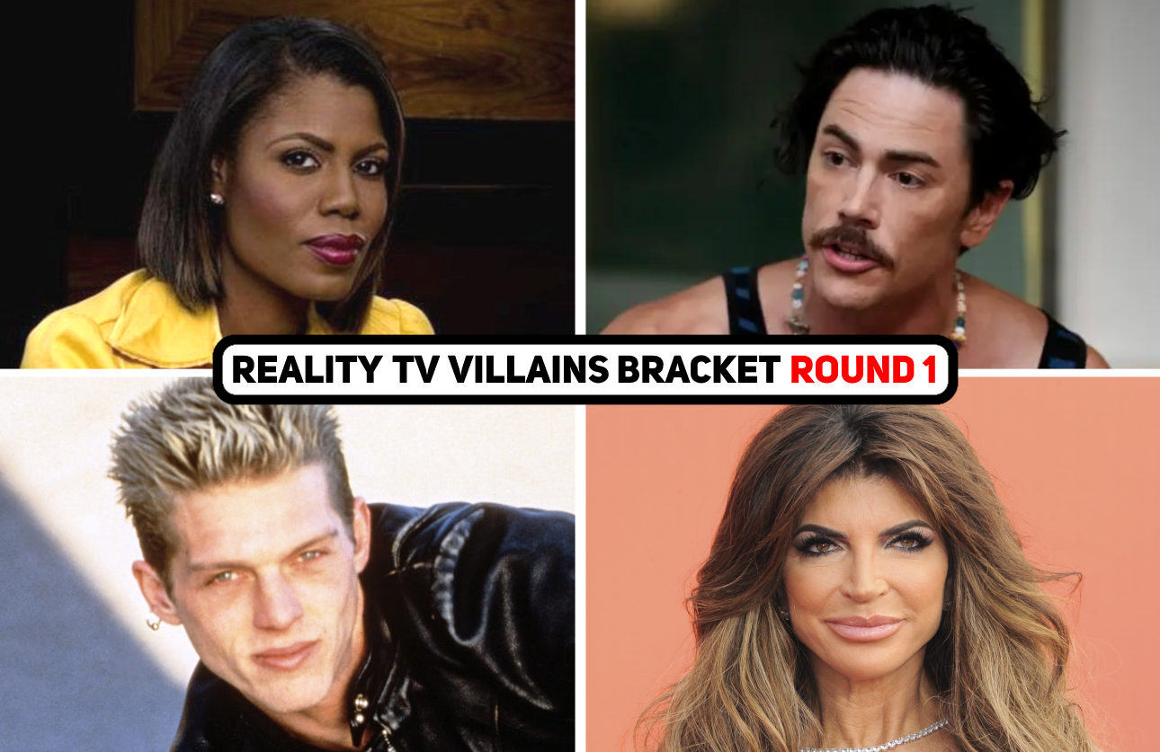Omarosa Manigault Newman, Tom Sandoval, David "Puck" Rainey, and Teresa Giudice. (Photos: NBC/Everett Collection/Bravo; Primetimer graphic)