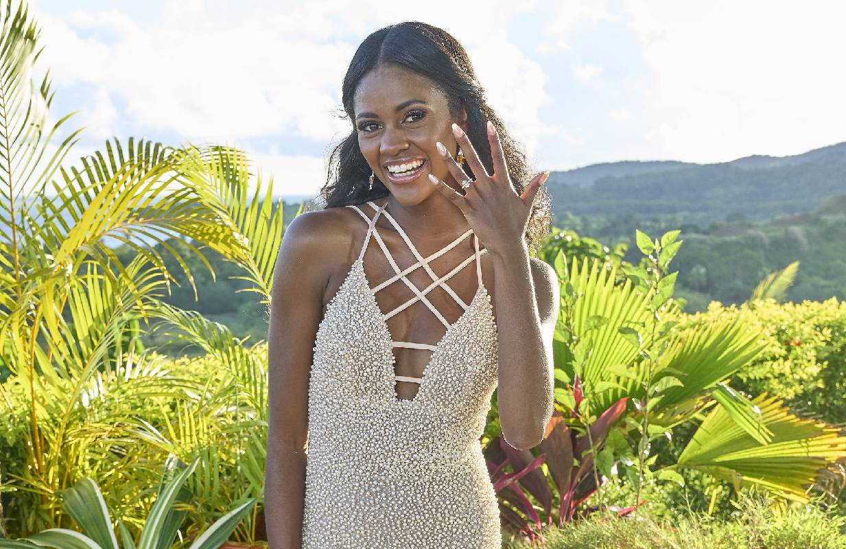 The Bachelorette's Charity Lawson is engaged, but to who?! The spoiler was easy to find even before the finale aired. (Photo: ABC/Craig Sjodin)
