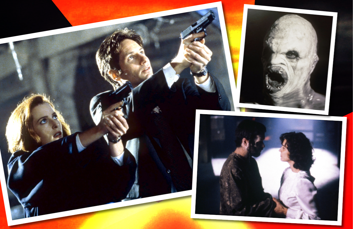 Clockwise: Gillian Anderson, David Duchovny, Darin Morgan, Justine Miceli, and Harrison Coe in The X-Files (Photos: Everett Collection; Primetimer graphic)