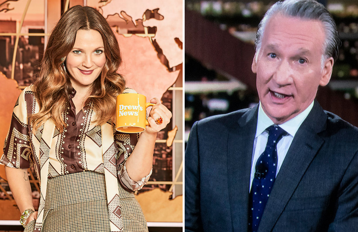 Drew Barrymore and Bill Maher (Photos: CBS/HBO)