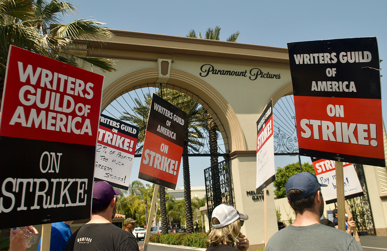 WGA picketers outside Paramount Pictures (Photo: WGA)