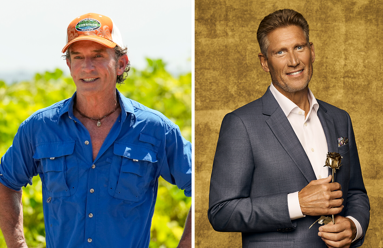 Jeff Probst on Survivor 45; The Golden Bachelor Gerry Turner (Photos: Robert Voets/CBS/Brian Bowen Smith/ABC)